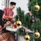 24 Pieces Ramadan Ornament Ball, 1.57" Black Gold Eid Mubarak Hanging Balls, Ramadan Mubarak Ornaments for Islamic Muslim Tree Party Decor